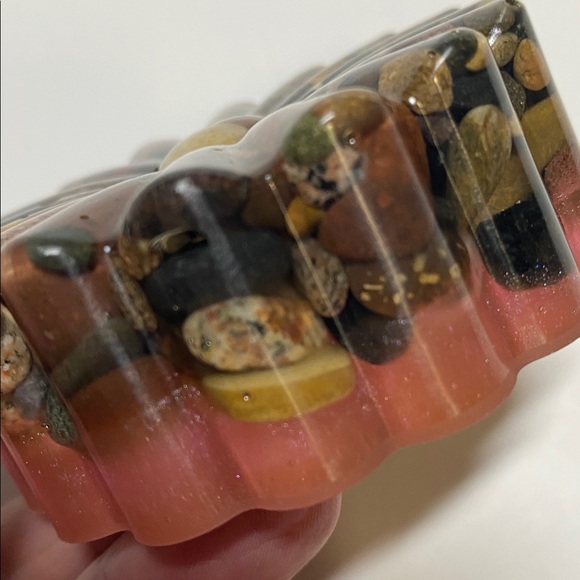 Floral Resin Natural Rock Resin Art Handmade Flower Decor NWOT - Picture 3 of 11